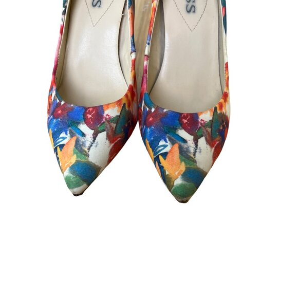 Guess Womens Floral High Heel Pumps 4" Pink Stiletto - Picture 8 of 10